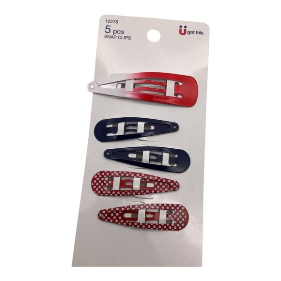Scunci U Got This Red White Blue Hair Snap Clips Assorted Colors 5 Pcs 12278 - Picture 5 of 8